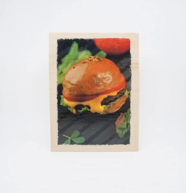 Impression sur bois - Petit burger